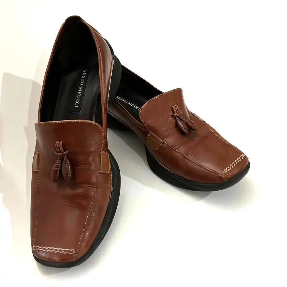 Sesto Meucci Leather Tassel Loafer Size 7M
